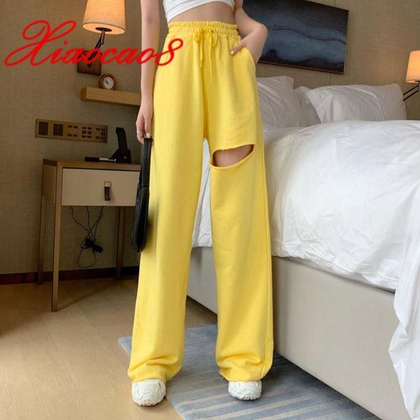 women's pants & capris fashion women hole wide leg woman solid high elestic wasit trousers femme casual streetwear sweatpants womens cl, Black;white
women's pants & capris fashion women hole wide leg woman solid high elestic wasit trousers femme casual streetwear sweatpants womens cl, Black;white