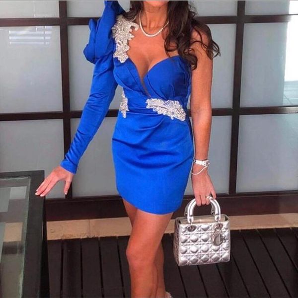 party dresses arrival royal blue tiered gowns prom one shoulder wear women mini beads full sleeve modern fashion, White;black
party dresses arrival royal blue tiered gowns prom one shoulder wear women mini beads full sleeve modern fashion, White;black