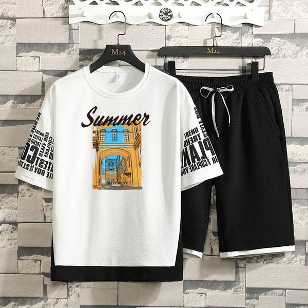 men's tracksuits summer korean style t-shirt 2 piece set casual fashion hip hop print polyester men sets sudaderas hombre clothing ec50, Gray
men's tracksuits summer korean style t-shirt 2 piece set casual fashion hip hop print polyester men sets sudaderas hombre clothing ec50, Gray