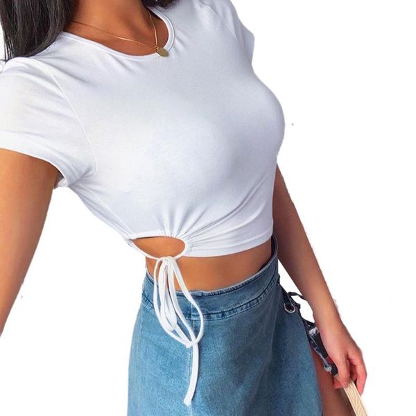 women's t-shirt women tshirt bandage c pattern short vintage solid color sleeve t shirt tee femme, White
women's t-shirt women tshirt bandage c pattern short vintage solid color sleeve t shirt tee femme, White