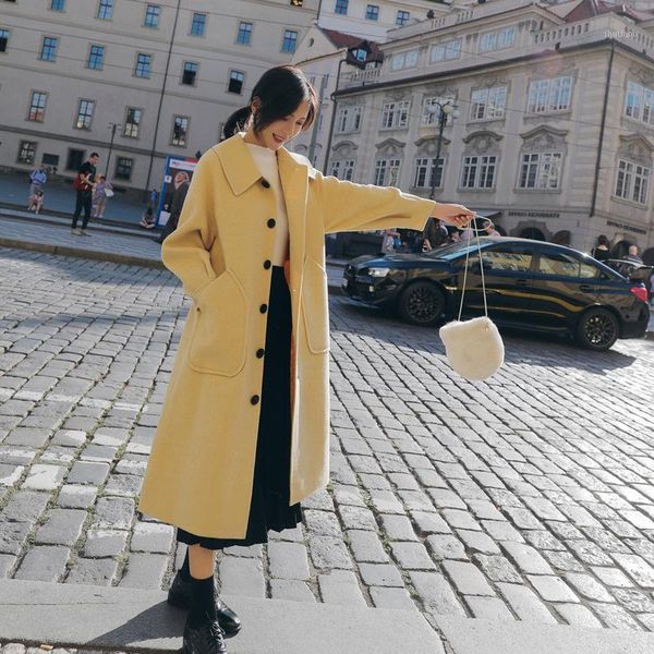 women's wool & blends fashion autumn winter women woolen coat single-breasted straight type pure color simplicity ladies overcoat elega, Black
women's wool & blends fashion autumn winter women woolen coat single-breasted straight type pure color simplicity ladies overcoat elega, Black