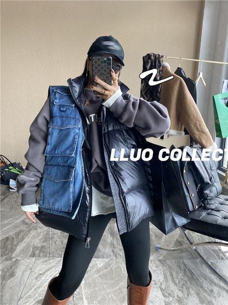 women's vests solid color asymmetrical korean version of loose stitching down vest jacket temperament sleeveless short men and women in, Black;white
women's vests solid color asymmetrical korean version of loose stitching down vest jacket temperament sleeveless short men and women in, Black;white