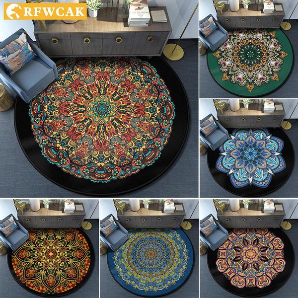 carpets rfwcak modern nordic ethnic style crystal velvet round non-slip carpet mandala printing bedroom living room coffee table homemat 
carpets rfwcak modern nordic ethnic style crystal velvet round non-slip carpet mandala printing bedroom living room coffee table homemat
