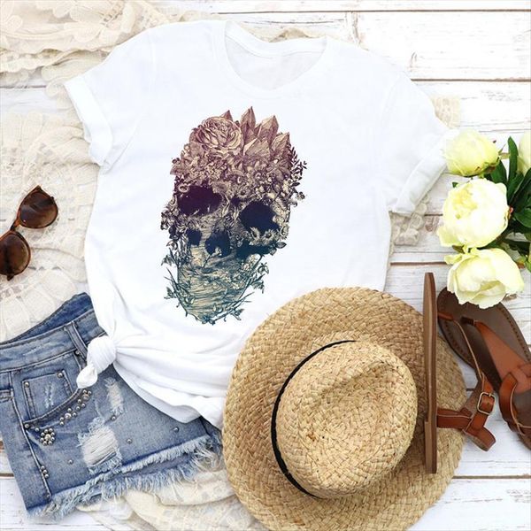 graphic skull flower printing casual women t shirt short sleeve fashion tees clothing female print womens, White
graphic skull flower printing casual women t shirt short sleeve fashion tees clothing female print womens, White