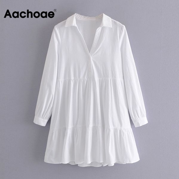 women elegant a line cotton shirt dresses chic long sleeve loose mini female turn down collar casual white dress 210413, Black;gray
women elegant a line cotton shirt dresses chic long sleeve loose mini female turn down collar casual white dress 210413, Black;gray