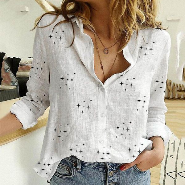 women's blouses & shirts vintage buttons blouse autumn shirt star print hollow out lapel casual long-sleeved loose, White
women's blouses & shirts vintage buttons blouse autumn shirt star print hollow out lapel casual long-sleeved loose, White