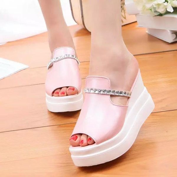 women high heels platform sandals summer slippers peep toe thick heel slides ladies wedges shoes zapatos mujer, Black
women high heels platform sandals summer slippers peep toe thick heel slides ladies wedges shoes zapatos mujer, Black