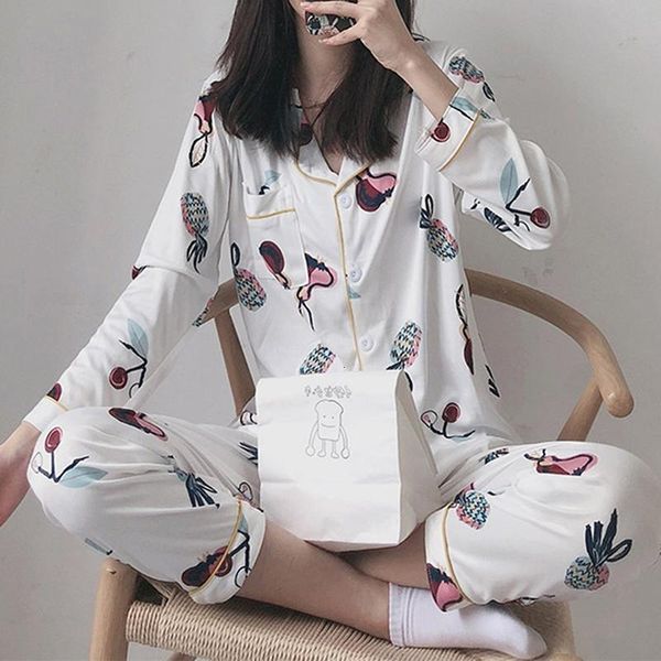 sleepwear new sleeved women pajamas set fashion lovely print button homewear casual clothes female long pant pyjamas sets, Black;red
sleepwear new sleeved women pajamas set fashion lovely print button homewear casual clothes female long pant pyjamas sets, Black;red
