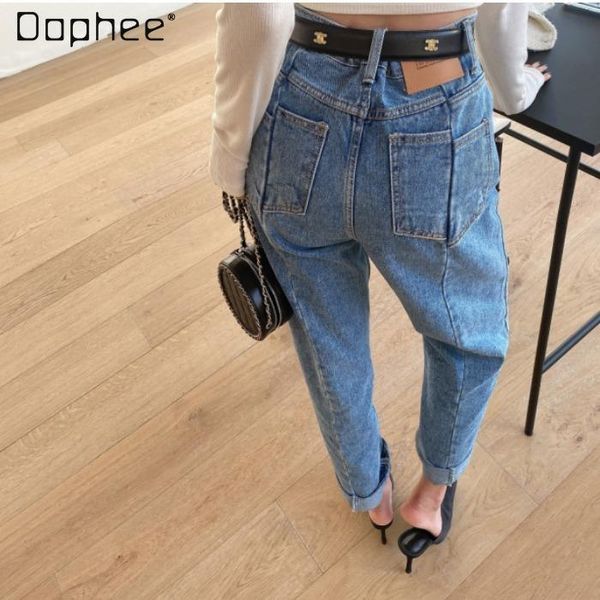 women's jeans 2021 spring and autumn korean ins rear plate deconstruction stitching design retro straight draping, Blue
women's jeans 2021 spring and autumn korean ins rear plate deconstruction stitching design retro straight draping, Blue