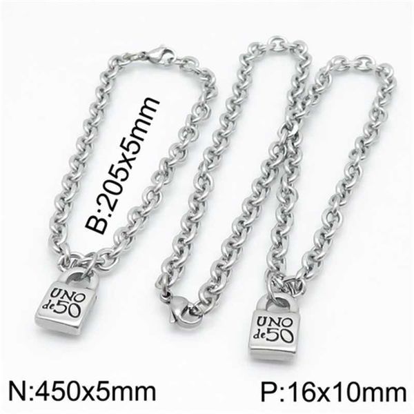 fashion women men silver color gold stainless steel round lock key heart uno de 50 ball bead bracelet necklace jewelry sets 210320
fashion women men silver color gold stainless steel round lock key heart uno de 50 ball bead bracelet necklace jewelry sets 210320