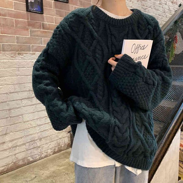 women's sweaters autumn winter twisted sweater women vintage simple ladies loose outerwear korean trendy solid thicker knitwear fe, White;black
women's sweaters autumn winter twisted sweater women vintage simple ladies loose outerwear korean trendy solid thicker knitwear fe, White;black