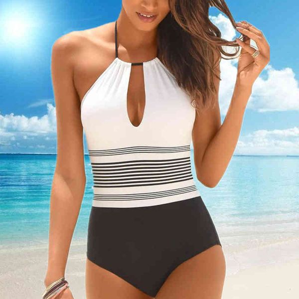 female swimsuit high neck bikini cutout bathing suit plus size swimwear women monokini summer beach xl 210520, White;black
female swimsuit high neck bikini cutout bathing suit plus size swimwear women monokini summer beach xl 210520, White;black