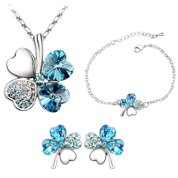 earrings & necklace brand fashion clover crystal jewelry sets girl's wedding party bijoux, Silver
earrings & necklace brand fashion clover crystal jewelry sets girl's wedding party bijoux, Silver
