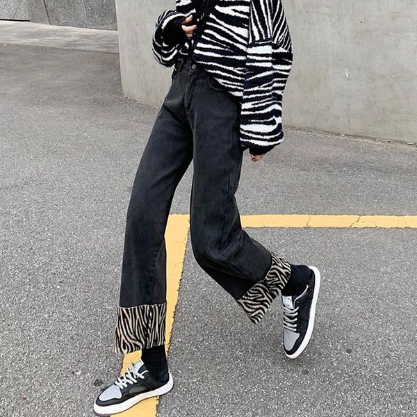 black straight jeans women plus size patchwork leopard print retro boyfriend denim wide leg pants 2021 women's, Blue
black straight jeans women plus size patchwork leopard print retro boyfriend denim wide leg pants 2021 women's, Blue