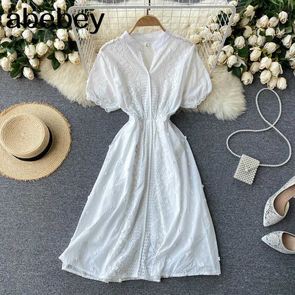 women sweet french dress v neck puff sleeve hollow a-line office dresses summer fashion streetwear dress 210715, Black;gray
women sweet french dress v neck puff sleeve hollow a-line office dresses summer fashion streetwear dress 210715, Black;gray