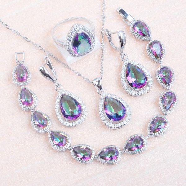 earrings & necklace for women water drop rainbow cubic zirconia wedding dubai bridal jewelry set crystal ring bracelet and mn0104, Silver
earrings & necklace for women water drop rainbow cubic zirconia wedding dubai bridal jewelry set crystal ring bracelet and mn0104, Silver