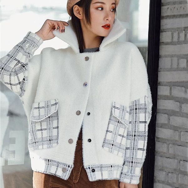 women's jackets 2021 spring and winter knitting coats women white velvet loose bomber jacket windbreaker, Black;brown
women's jackets 2021 spring and winter knitting coats women white velvet loose bomber jacket windbreaker, Black;brown