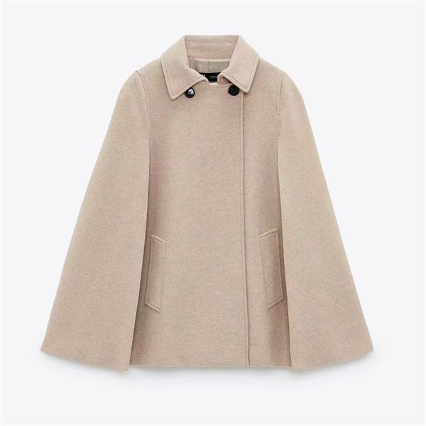 winter women french fashion temperament simple loose retro lapel female cloak 210531, Black;brown
winter women french fashion temperament simple loose retro lapel female cloak 210531, Black;brown