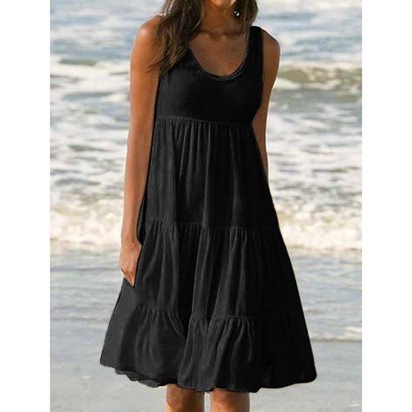 casual dresses women holiday summer dress solid sleeveless party beach ruffles loose off shoulder woman vestido de mujer, Black;gray
casual dresses women holiday summer dress solid sleeveless party beach ruffles loose off shoulder woman vestido de mujer, Black;gray