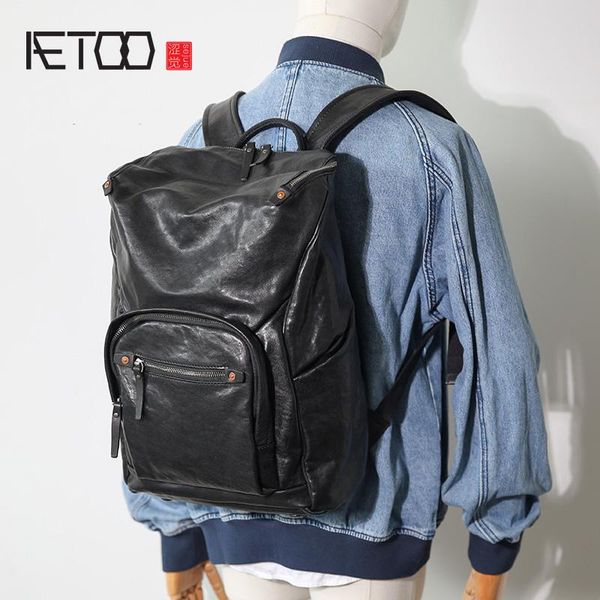 backpack aetoo men's trendy leather backpack, soft casual first-layer large-capacity travel bag
backpack aetoo men's trendy leather backpack, soft casual first-layer large-capacity travel bag