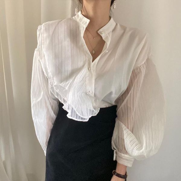 women's blouses & shirts women yarn patchwork ol blusas casual autumn female perspective irregularity tees workwear office lady s213, White
women's blouses & shirts women yarn patchwork ol blusas casual autumn female perspective irregularity tees workwear office lady s213, White