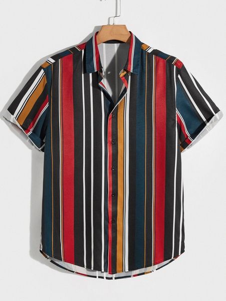 men striped button through shirt y16c#, White;black
men striped button through shirt y16c#, White;black