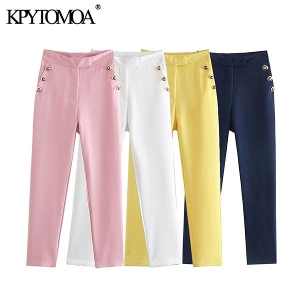 kpytomoa women fashion front pockets with buttons office wear pants vintage high waist zip fly female ankle trousers mujer 211115, Black;white
kpytomoa women fashion front pockets with buttons office wear pants vintage high waist zip fly female ankle trousers mujer 211115, Black;white