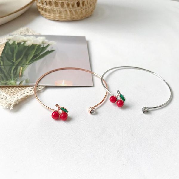link, chain cute creative girl red cherry opening bracelet charming lady rose gold silver color accessories fashion jewelry gift, Black
link, chain cute creative girl red cherry opening bracelet charming lady rose gold silver color accessories fashion jewelry gift, Black