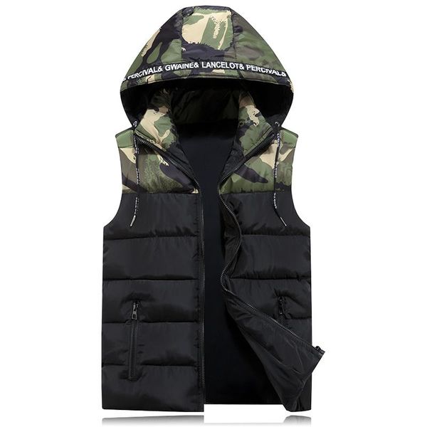 men's vests winter cotton vest camouflage 2021 casual classic warm thickened hooded sleeveless jacket college children, Black;white
men's vests winter cotton vest camouflage 2021 casual classic warm thickened hooded sleeveless jacket college children, Black;white