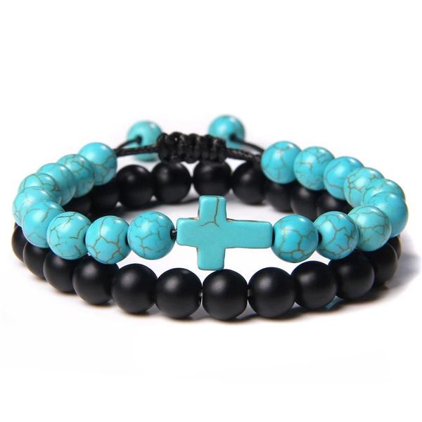 2pcs/set blue turquoises beads bracelets natural stone jesus cross charm bracelet buddha energy jewelry gifts for women men, Black
2pcs/set blue turquoises beads bracelets natural stone jesus cross charm bracelet buddha energy jewelry gifts for women men, Black