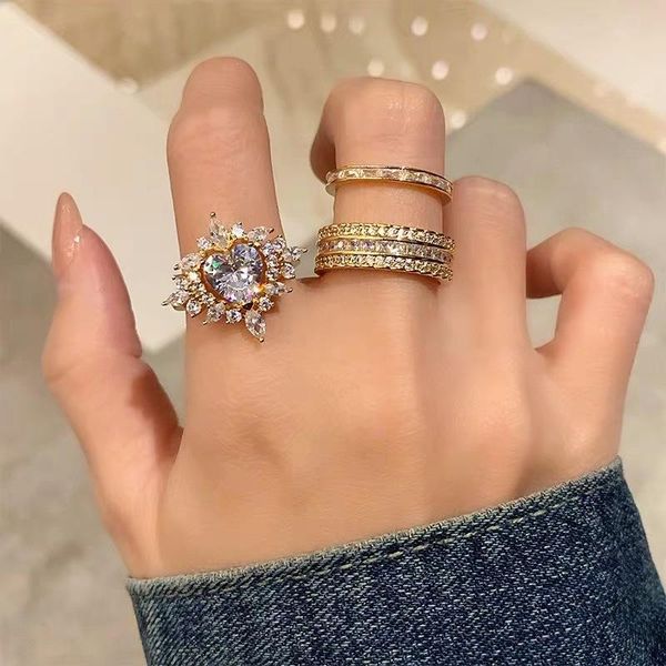 luxury female white crystal open ring set promise silver color engagement cute love heart zircon wedding rings for women, Slivery;golden
luxury female white crystal open ring set promise silver color engagement cute love heart zircon wedding rings for women, Slivery;golden