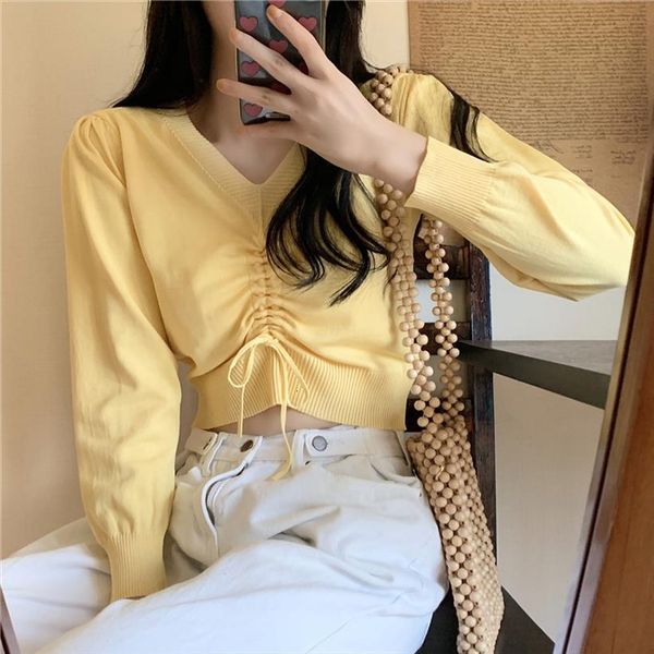 spring summer long sleeve womens sweaters pullover women v neck drawstring cropped slim fashion high street knitted, White;black
spring summer long sleeve womens sweaters pullover women v neck drawstring cropped slim fashion high street knitted, White;black