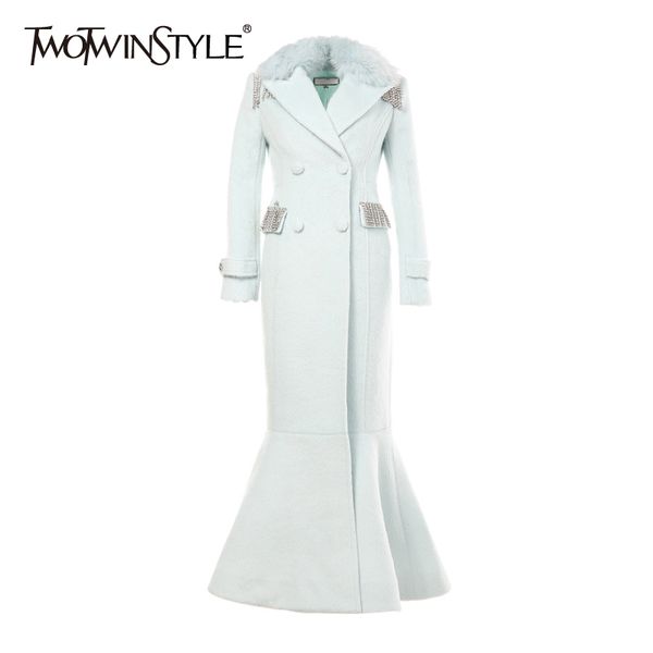 twotwinstyle elegant tweed coat for women v neck long sleeve high waist patchwork diamond long coats female winter fashion 210517, Black
twotwinstyle elegant tweed coat for women v neck long sleeve high waist patchwork diamond long coats female winter fashion 210517, Black