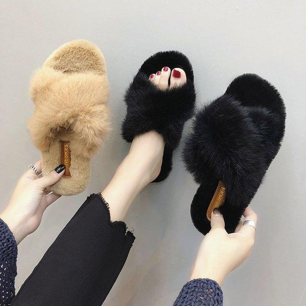 winter fashion fur fuzzy slippers for women wearing thick sole and hair flat shoes outdoor furry lady, Black
winter fashion fur fuzzy slippers for women wearing thick sole and hair flat shoes outdoor furry lady, Black