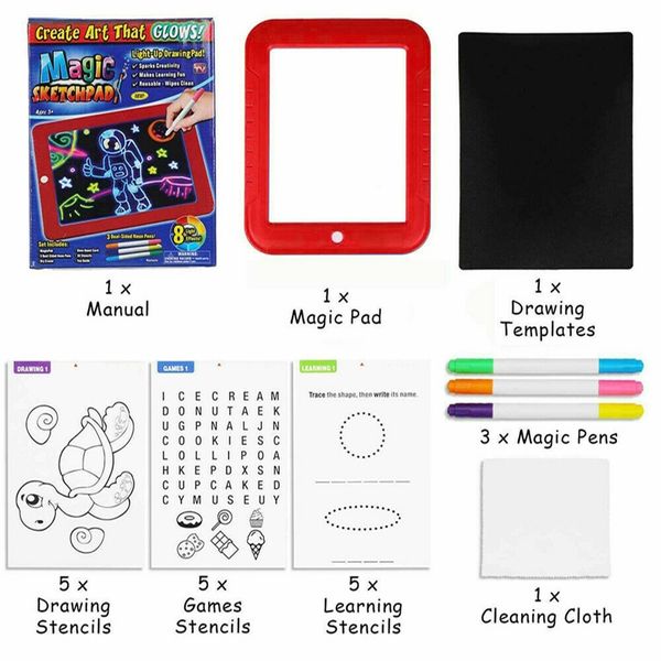 Children Toys 3D Magic Drawing Pad LED Light Luminous Board Intellectual Developmen Toy Children Painting Learning Tool