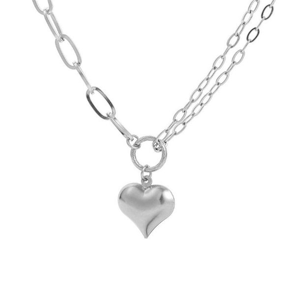 pendant necklaces 316l stainless steel love double chain necklace cold wind heart lady jewelry, Silver
pendant necklaces 316l stainless steel love double chain necklace cold wind heart lady jewelry, Silver