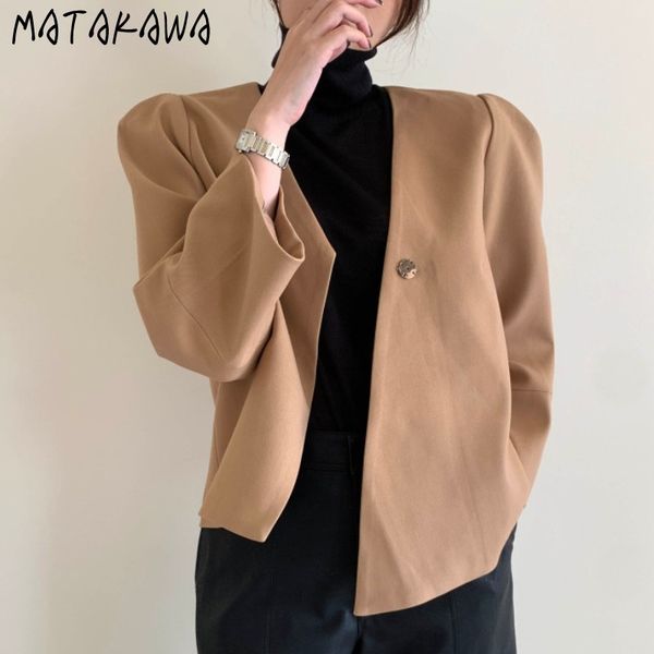 matakawa autumn simple v-neck woman jacket one-button loose casual short jacket female korean coats women 210513, Black;brown
matakawa autumn simple v-neck woman jacket one-button loose casual short jacket female korean coats women 210513, Black;brown