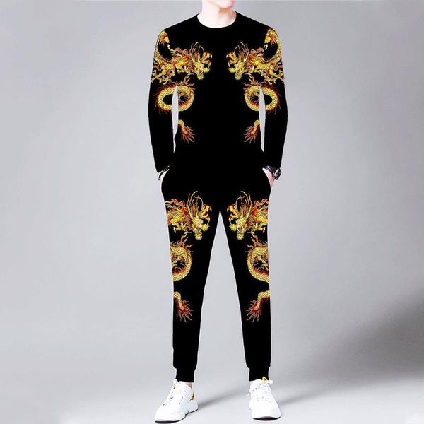 men's tracksuits spring and autumn long-sleeved 2-piece 3d ssangyong printed t-shirt trousers trendy plus size suit, Gray
men's tracksuits spring and autumn long-sleeved 2-piece 3d ssangyong printed t-shirt trousers trendy plus size suit, Gray