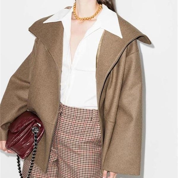 women's wool & blends coats 2021 fall/winter style lapel british loose coat, Black
women's wool & blends coats 2021 fall/winter style lapel british loose coat, Black
