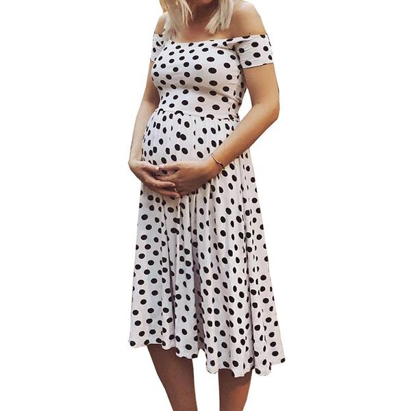 maternity dresses shoulderless women dress summer dots casual daily pregant outfits beautiful clothes, White
maternity dresses shoulderless women dress summer dots casual daily pregant outfits beautiful clothes, White