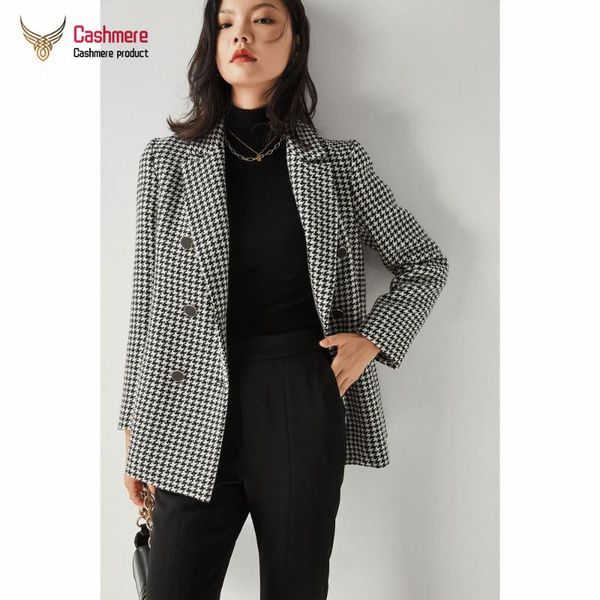 women's suits & blazers wool blazer casual retro houndstooth coat autumn winter 2021 british style slim double breasted 13197, White;black
women's suits & blazers wool blazer casual retro houndstooth coat autumn winter 2021 british style slim double breasted 13197, White;black
