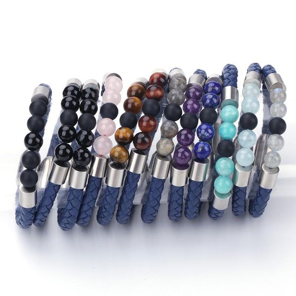 charm bracelets black onyx tiger eye bead stainless steel real navy blue dark leather magnet lock bracelet bangle, Golden;silver
charm bracelets black onyx tiger eye bead stainless steel real navy blue dark leather magnet lock bracelet bangle, Golden;silver