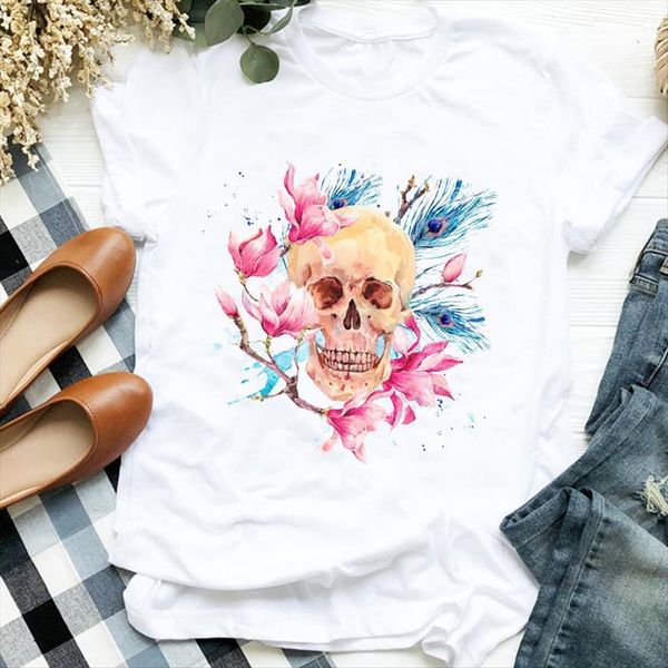 watercolor cartoon skull 90s women t shirts autumn halloween print tee clothes graphic, White
watercolor cartoon skull 90s women t shirts autumn halloween print tee clothes graphic, White