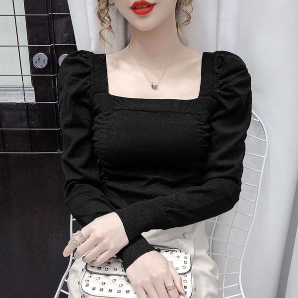 autumn and winter fashion fold slim bottomed sweater neck long sleeve, White;black
autumn and winter fashion fold slim bottomed sweater neck long sleeve, White;black