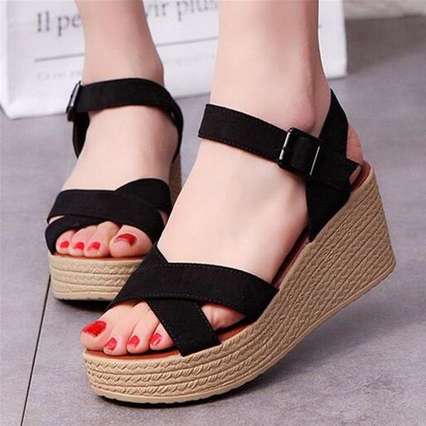 fashion women summer open toe shoes buckle strap platform sandals front rear atrap wedges, Black
fashion women summer open toe shoes buckle strap platform sandals front rear atrap wedges, Black