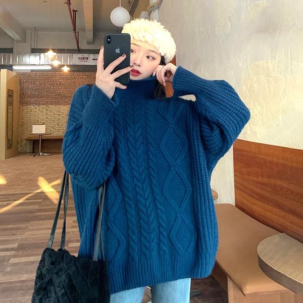 women's turtleneck loose sweater knitted pullover thick soli color outerwear warm winter orange blue sweaters, White;black
women's turtleneck loose sweater knitted pullover thick soli color outerwear warm winter orange blue sweaters, White;black