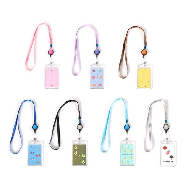 card holders transparent acrylic name holder retractable cute cartoon bank id cover protective case with lanyard, Brown;gray
card holders transparent acrylic name holder retractable cute cartoon bank id cover protective case with lanyard, Brown;gray