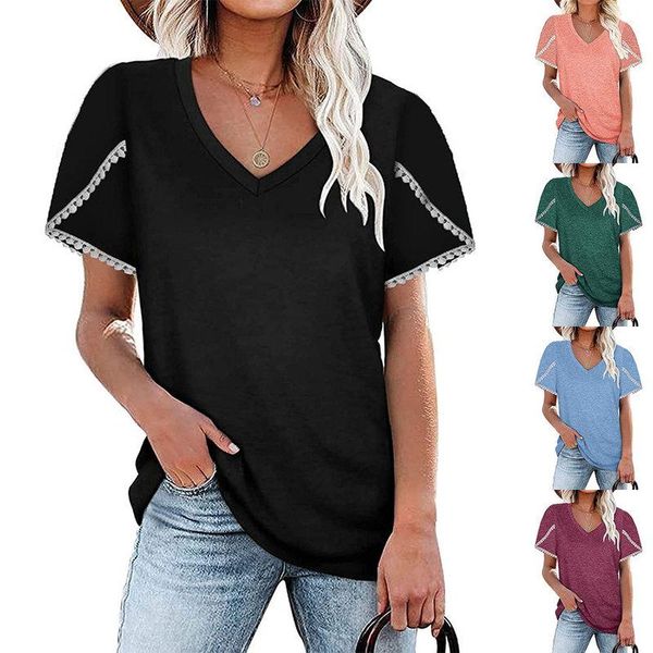 women's t-shirt loose t-shirts women jumpers short sleeve v-neck woman pullovers female cotton fashion lace cloth undershit ac1203, White
women's t-shirt loose t-shirts women jumpers short sleeve v-neck woman pullovers female cotton fashion lace cloth undershit ac1203, White