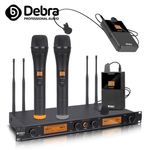 microphones professional debra d-240 4 channel uhf wireless microphone system with handheld headset lavalier mic for speech karaoke party
microphones professional debra d-240 4 channel uhf wireless microphone system with handheld headset lavalier mic for speech karaoke party