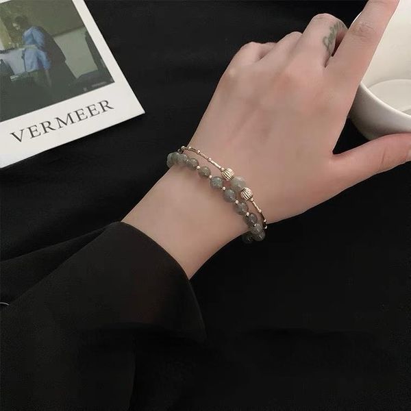 charm bracelets korea high-end bracelet cute girlfriends gray moonstone beaded accessories for women, Golden;silver
charm bracelets korea high-end bracelet cute girlfriends gray moonstone beaded accessories for women, Golden;silver